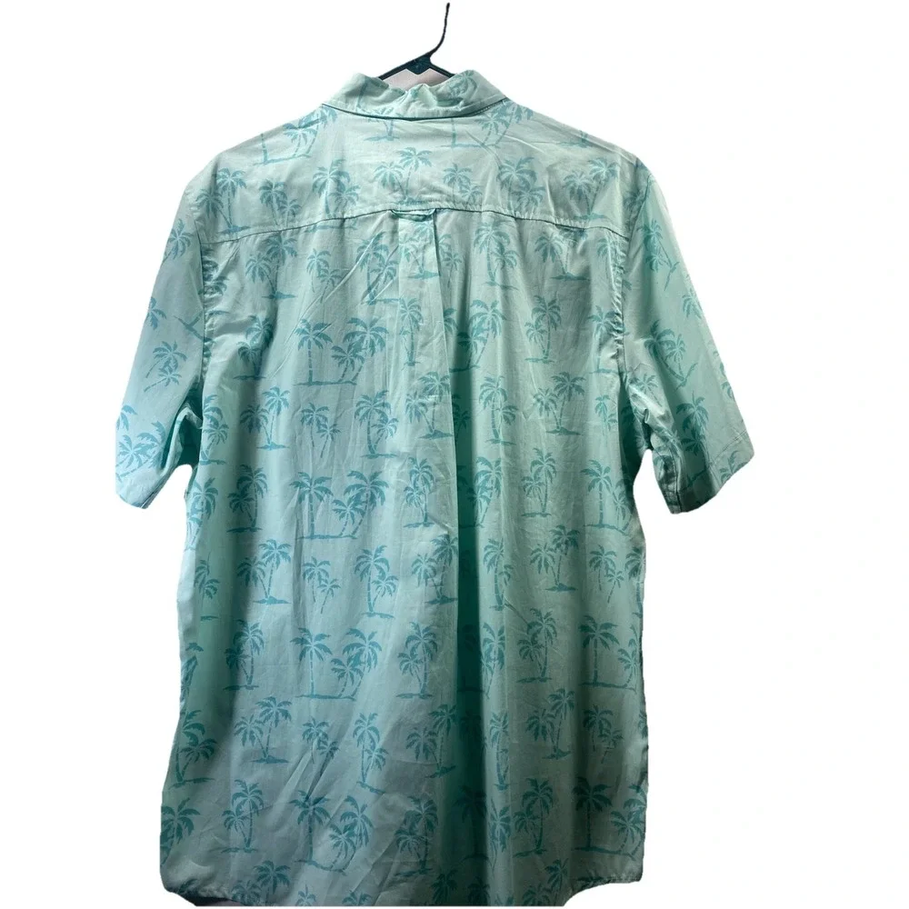 Chaps Ralph Lauren Hawaiian Print Button Down Shirt Sleeve Shirt Sz L Palm Trees